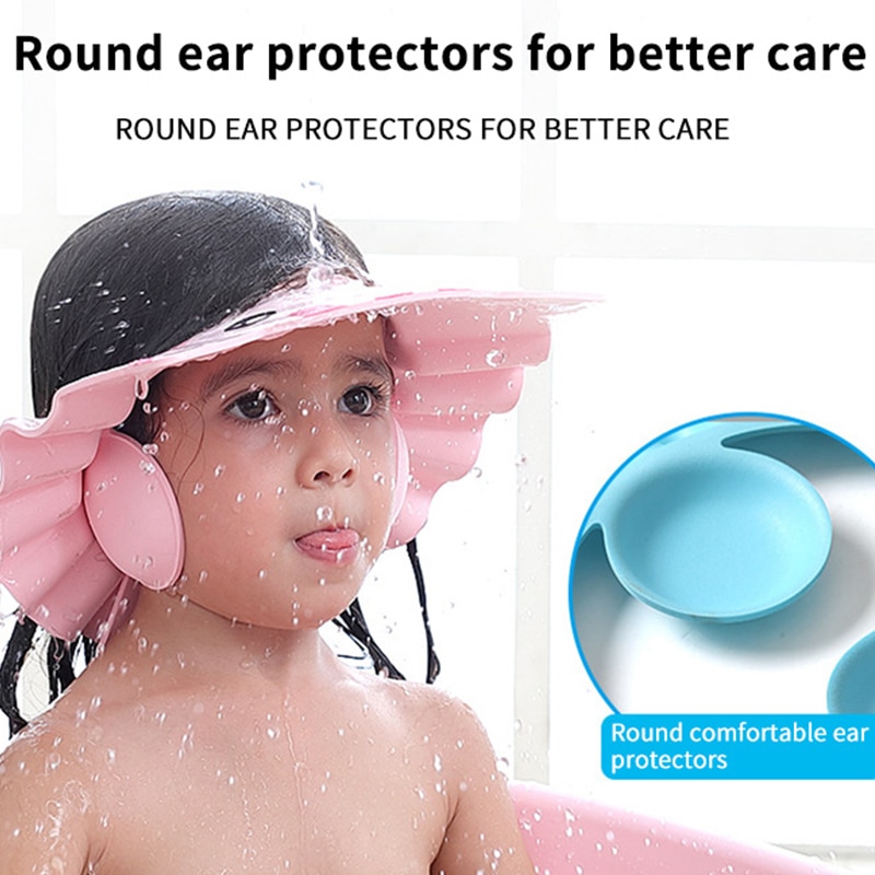 Baby Shower Cap Adjustable Hair Wash Hat for Newborn Infant Ear Protection Safe Children Kids Shampoo Shield Bath Head Cover